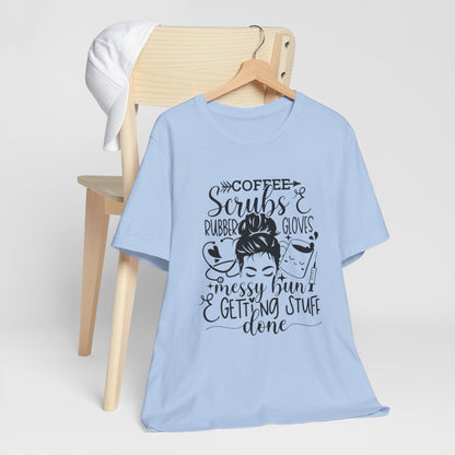 Coffee Scrubs Rubber Gloves Short Sleeve Tee