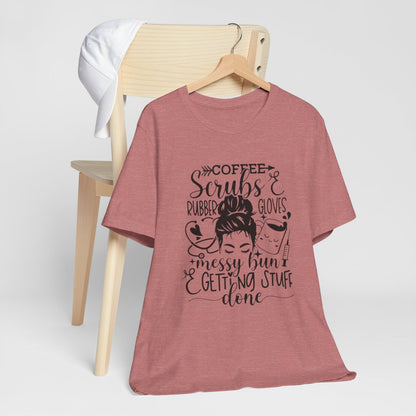 Coffee Scrubs Rubber Gloves Short Sleeve Tee