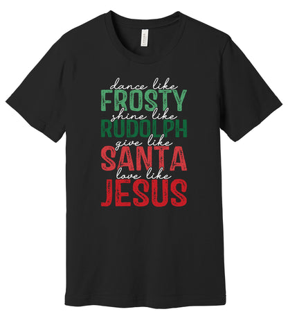 Frosty Rudolph Santa Jesus Short Sleeve Tee