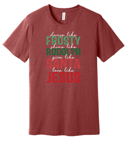 Frosty Rudolph Santa Jesus Short Sleeve Tee