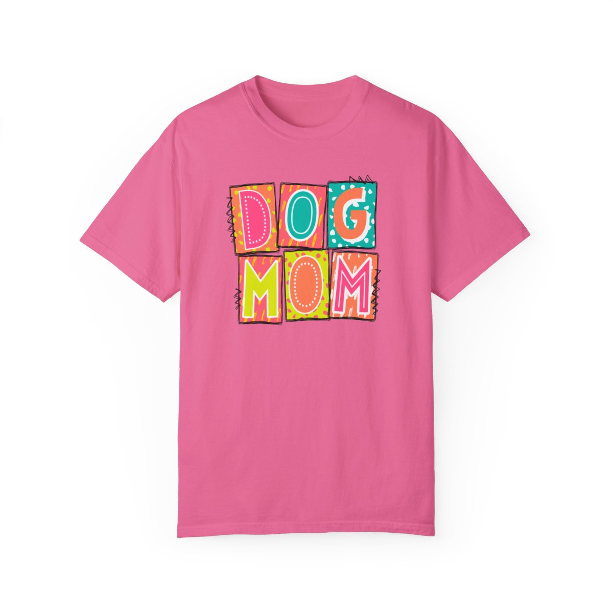 Dog Mom Neon Blocks Short Sleeve Tee