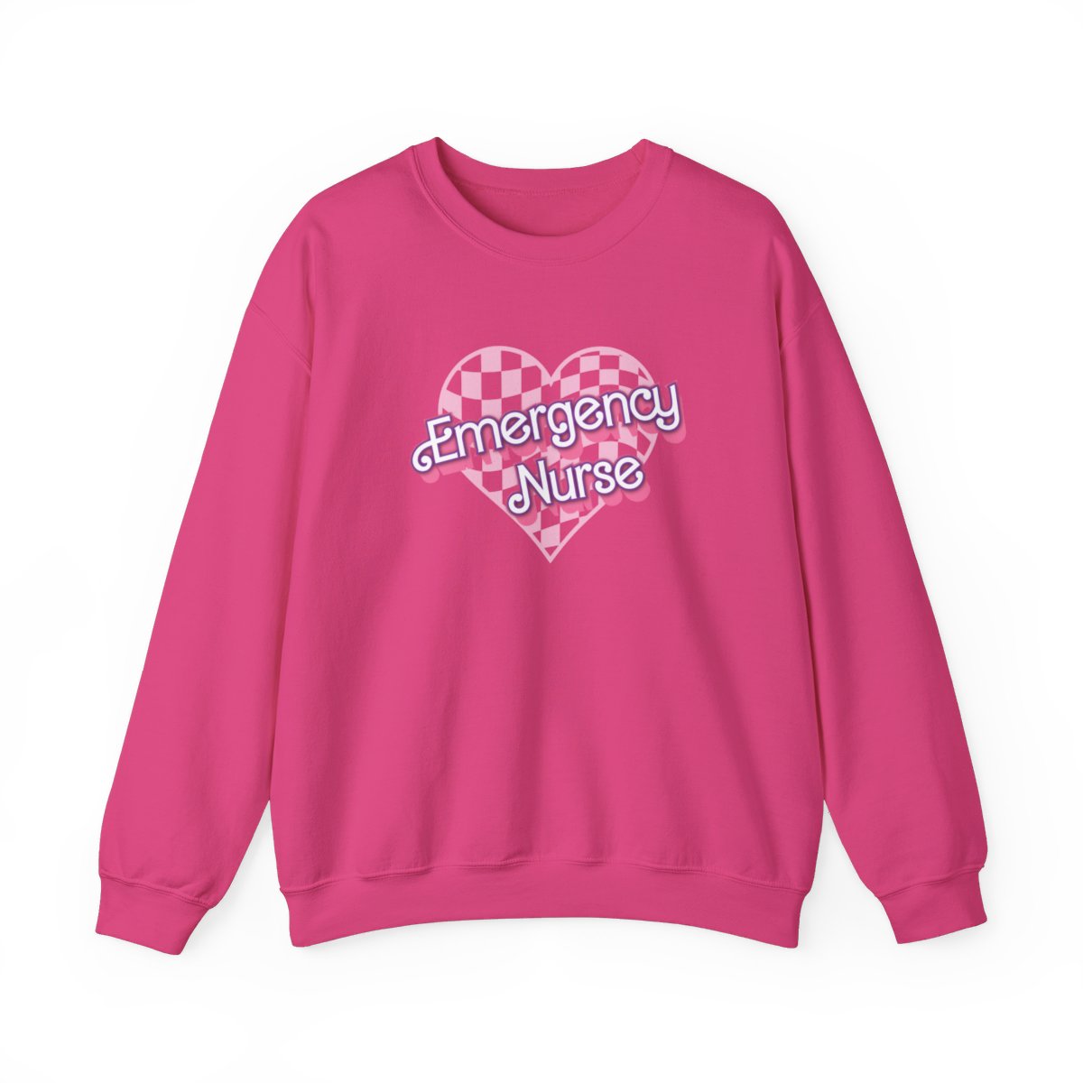 Emergency Nurse Checkered Heart Long Sleeve Sweatshirt