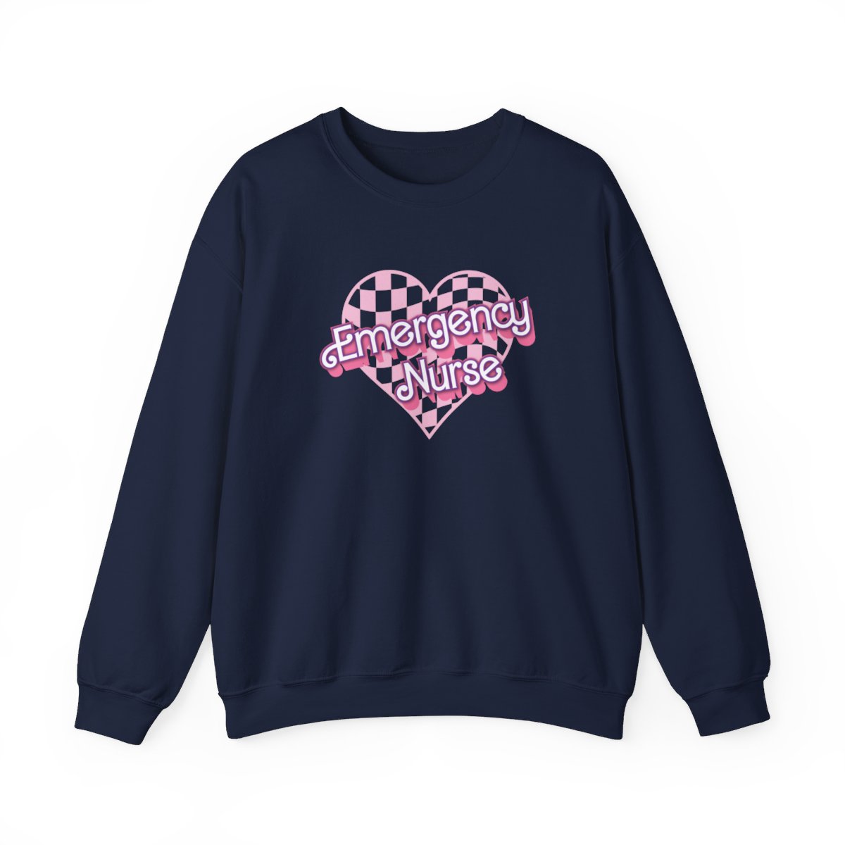 Emergency Nurse Checkered Heart Long Sleeve Sweatshirt