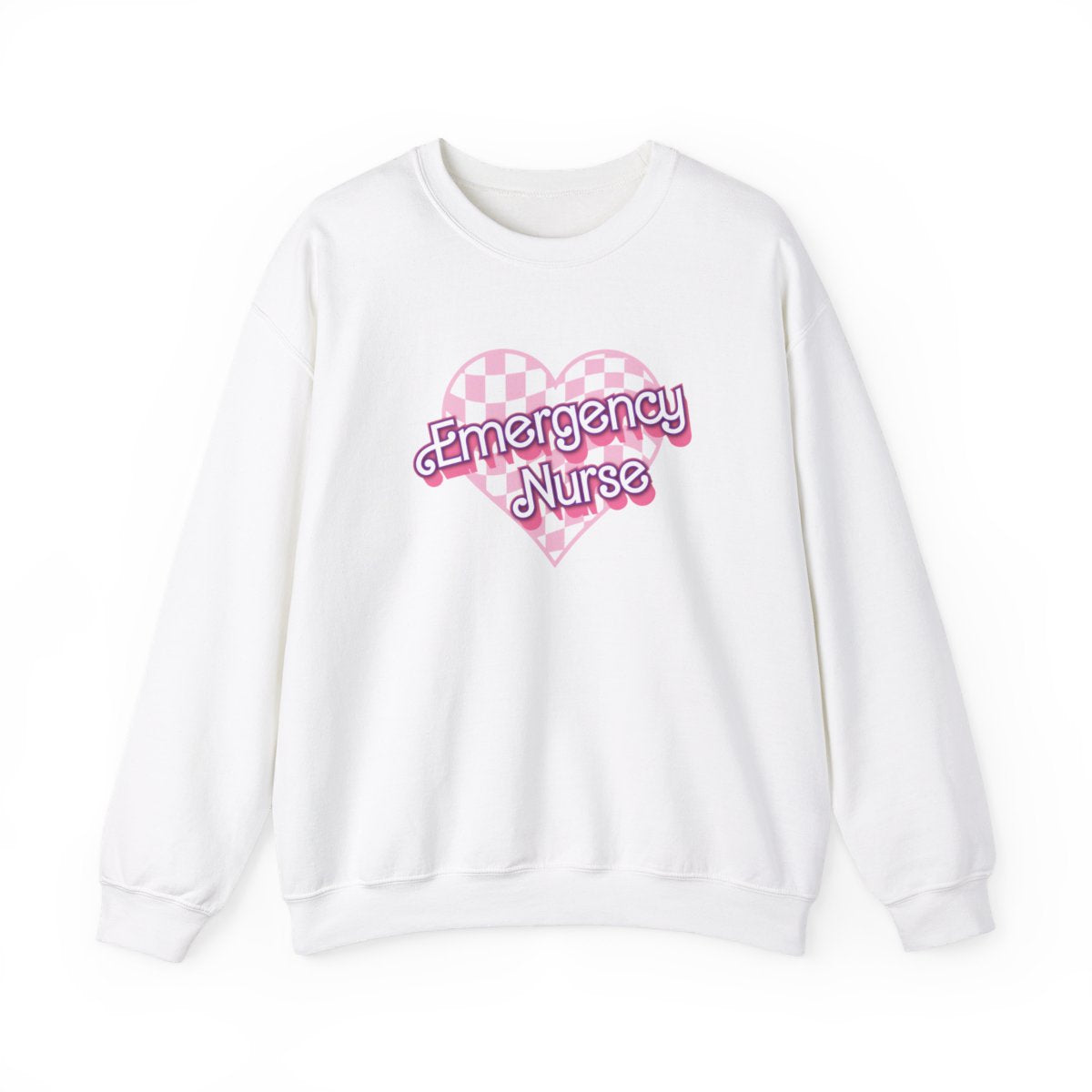 Emergency Nurse Checkered Heart Long Sleeve Sweatshirt
