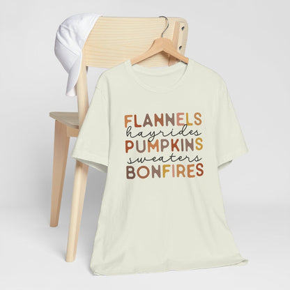Flannels Pumpkins Bonfires Short Sleeve Tee