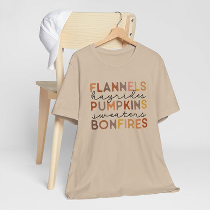 Flannels Pumpkins Bonfires Short Sleeve Tee