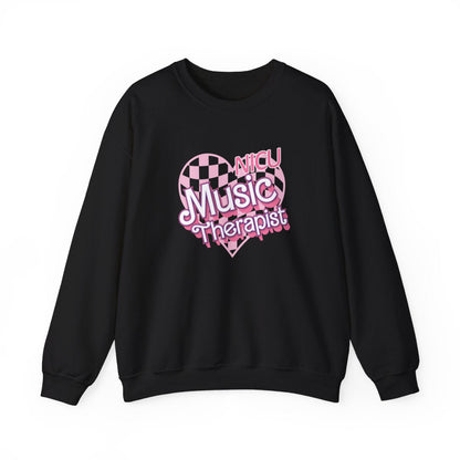 NICU Music Therapist Checkered Heart Long Sleeve Sweatshirt