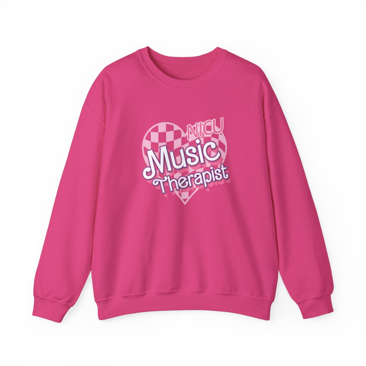 NICU Music Therapist Checkered Heart Long Sleeve Sweatshirt