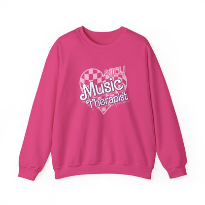 NICU Music Therapist Checkered Heart Long Sleeve Sweatshirt