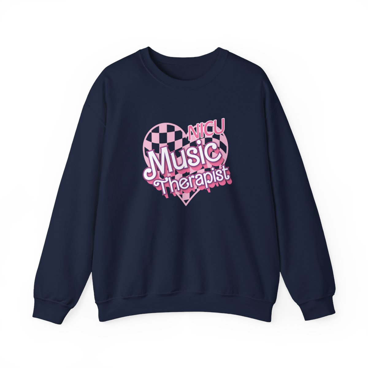 NICU Music Therapist Checkered Heart Long Sleeve Sweatshirt