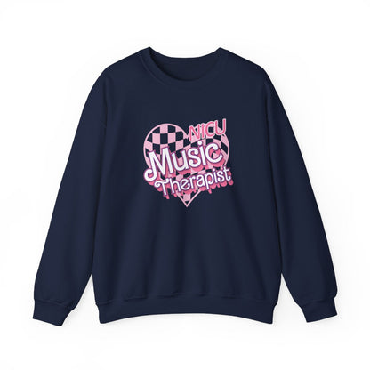NICU Music Therapist Checkered Heart Long Sleeve Sweatshirt