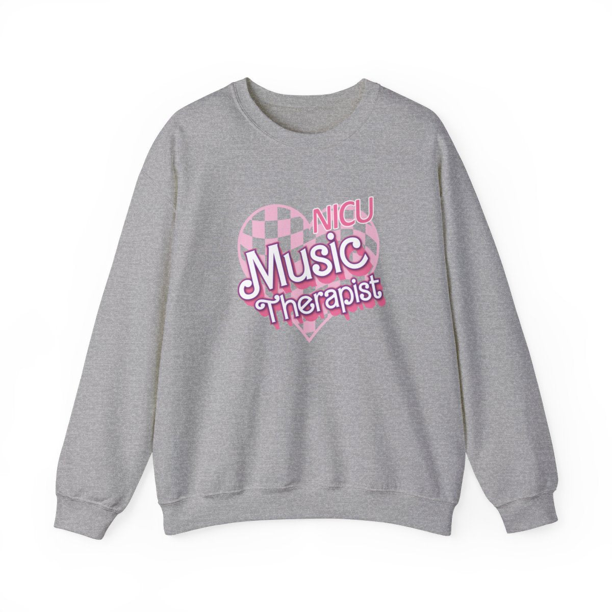 NICU Music Therapist Checkered Heart Long Sleeve Sweatshirt
