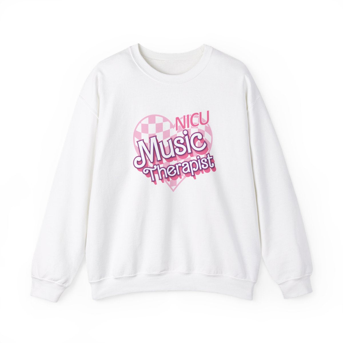 NICU Music Therapist Checkered Heart Long Sleeve Sweatshirt