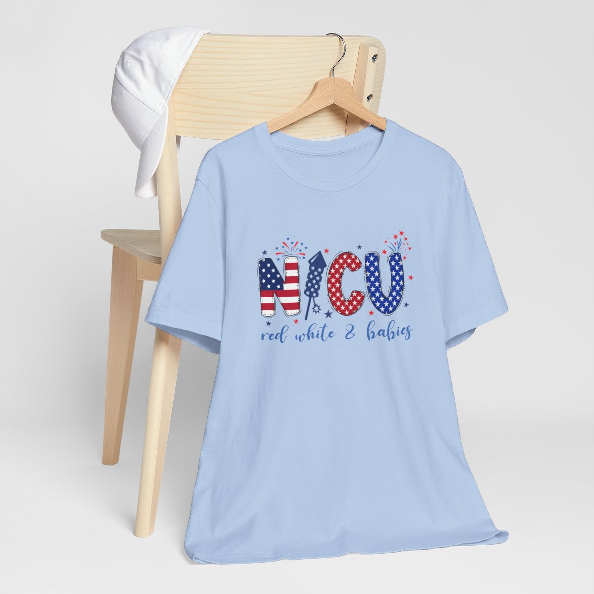 Red White Babies NICU Fireworks Short Sleeve Tee