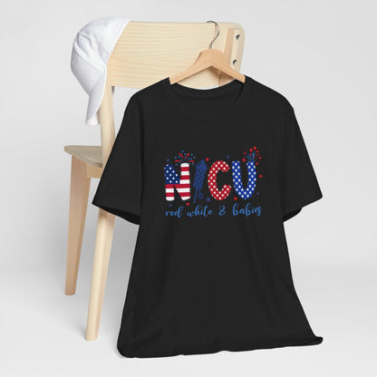 Red White Babies NICU Fireworks Short Sleeve Tee
