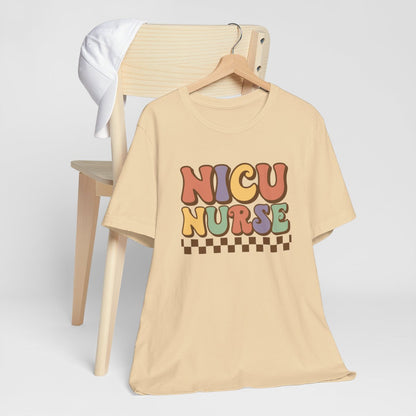NICU Nurse Checkered Underline Short Sleeve Tee