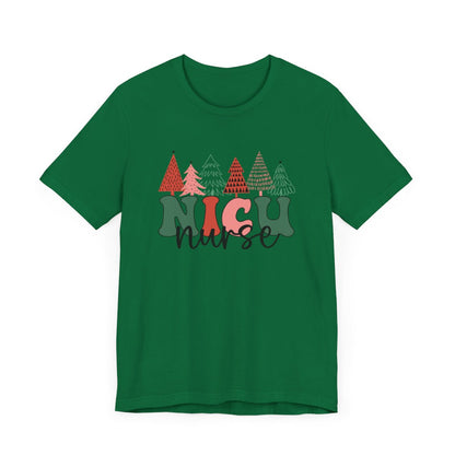 NICU Nurse Chirstmas Trees Short Sleeve Tee