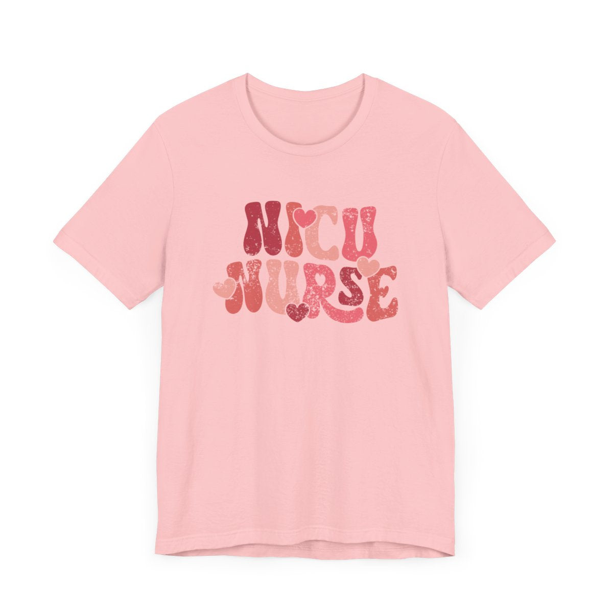 NICU Nurse Hearts Distressed Short Sleeve Tee