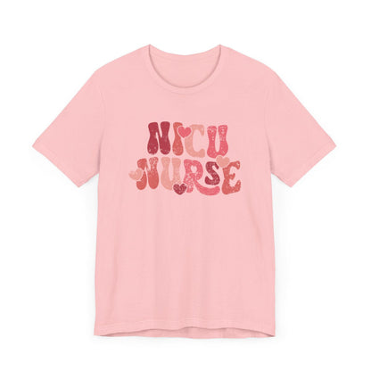 NICU Nurse Hearts Distressed Short Sleeve Tee