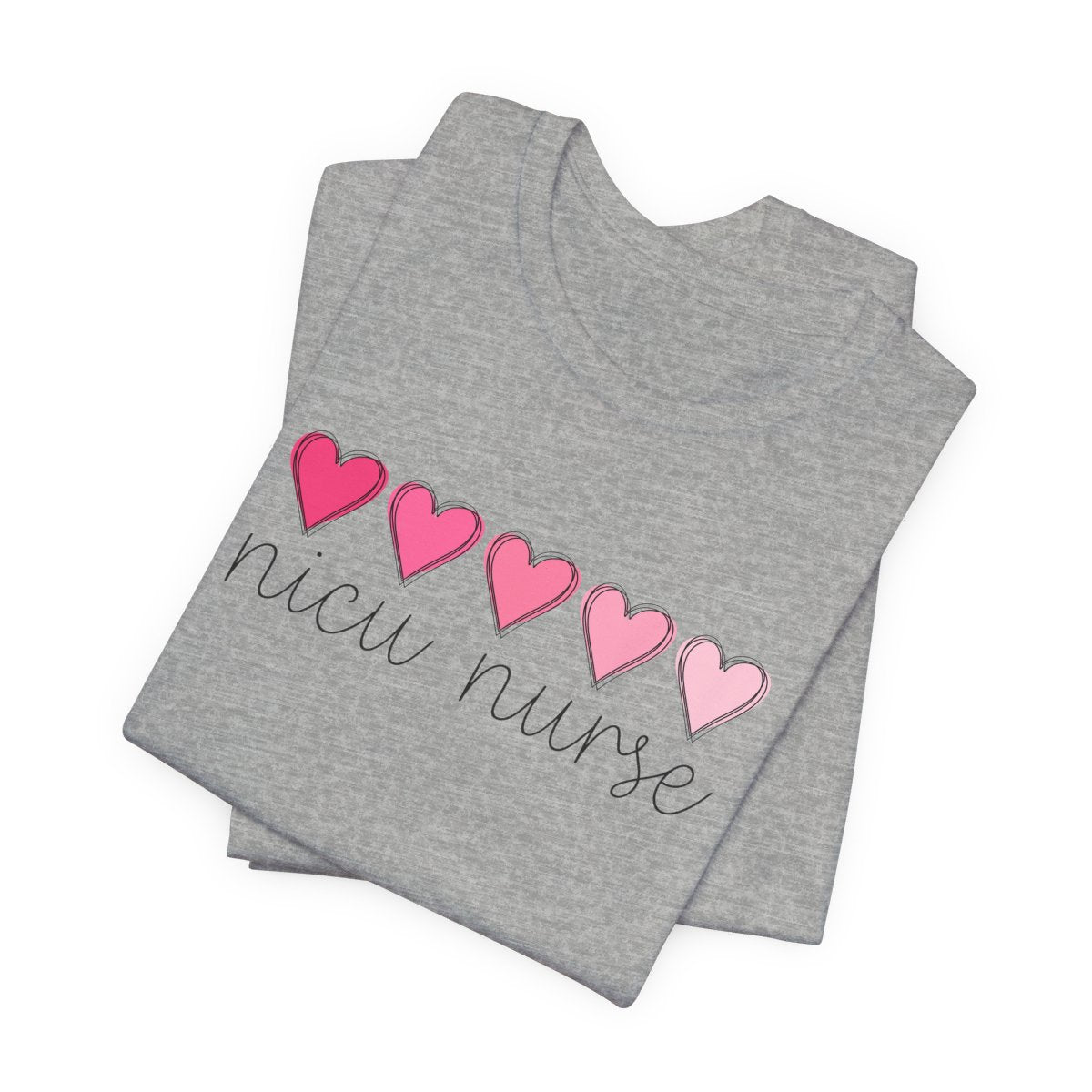 NICU Nurse Pink Hearts Short Sleeve Tee