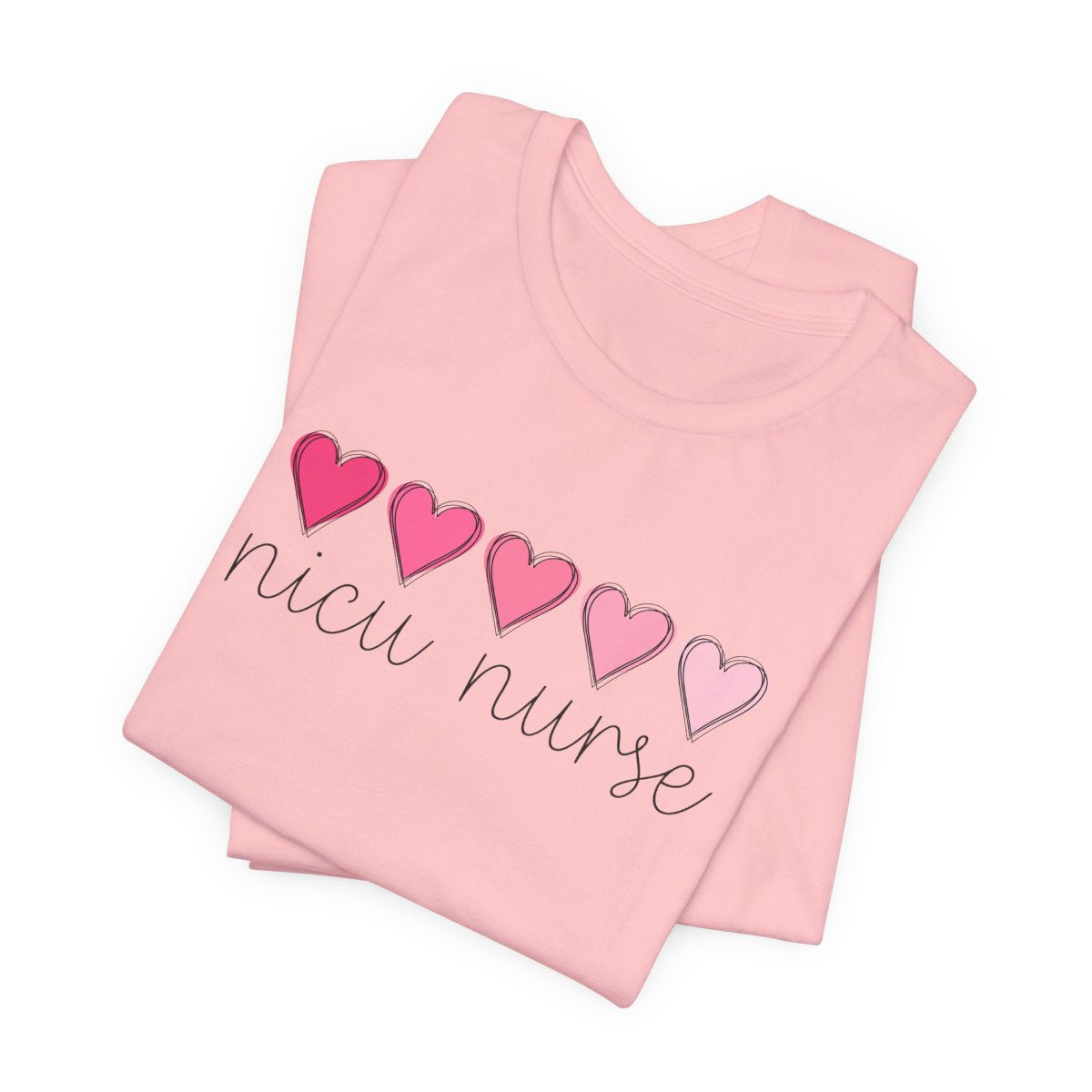 NICU Nurse Pink Hearts Short Sleeve Tee