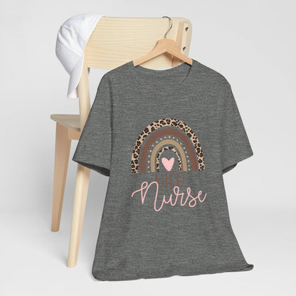 NICU Nurse Leopard Rainbow Short Sleeve Tee