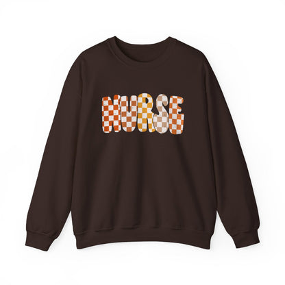 Nurse Checkered Fall Distressed Long Sleeve Sweatshirt