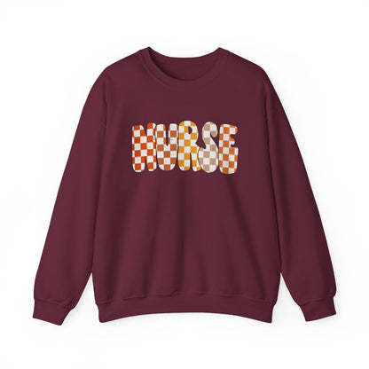 Nurse Checkered Fall Distressed Long Sleeve Sweatshirt