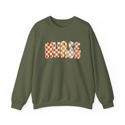 Nurse Checkered Fall Distressed Long Sleeve Sweatshirt