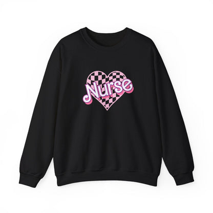 Nurse Checkered Heart Long Sleeve Sweatshirt