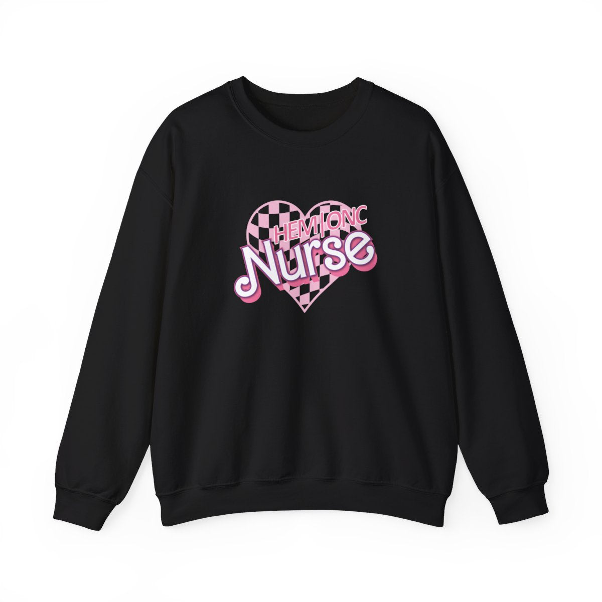 Hem/Onc Nurse Checkered Heart Long Sleeve Sweatshirt