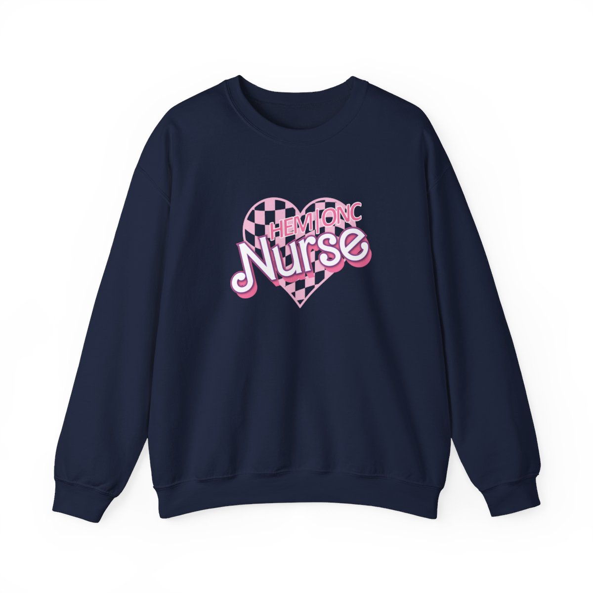 Hem/Onc Nurse Checkered Heart Long Sleeve Sweatshirt