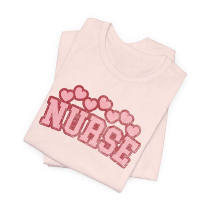 Nurse Hearts Top Distressed Short Sleeve Tee