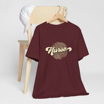 Nurse Animal Print Distressed Short Sleeve Tee