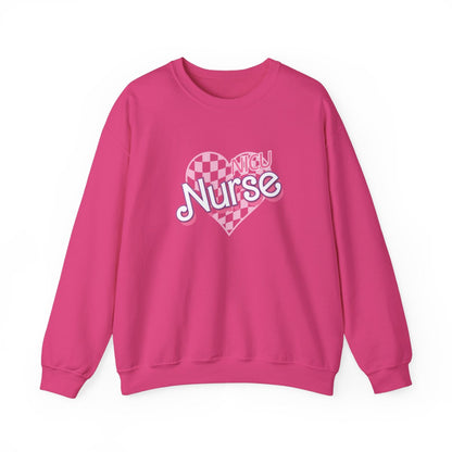 NICU Nurse Checkered Heart Long Sleeve Sweatshirt