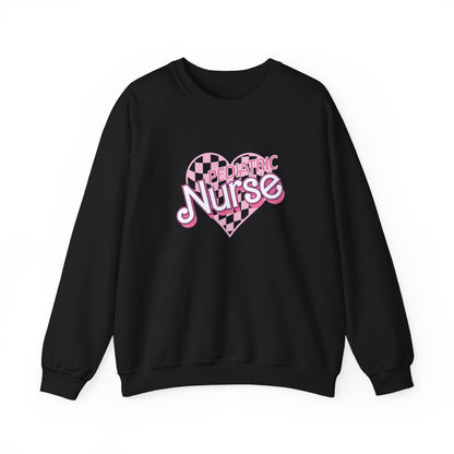 Pediatric Nurse Checkered Heart Long Sleeve Sweatshirt
