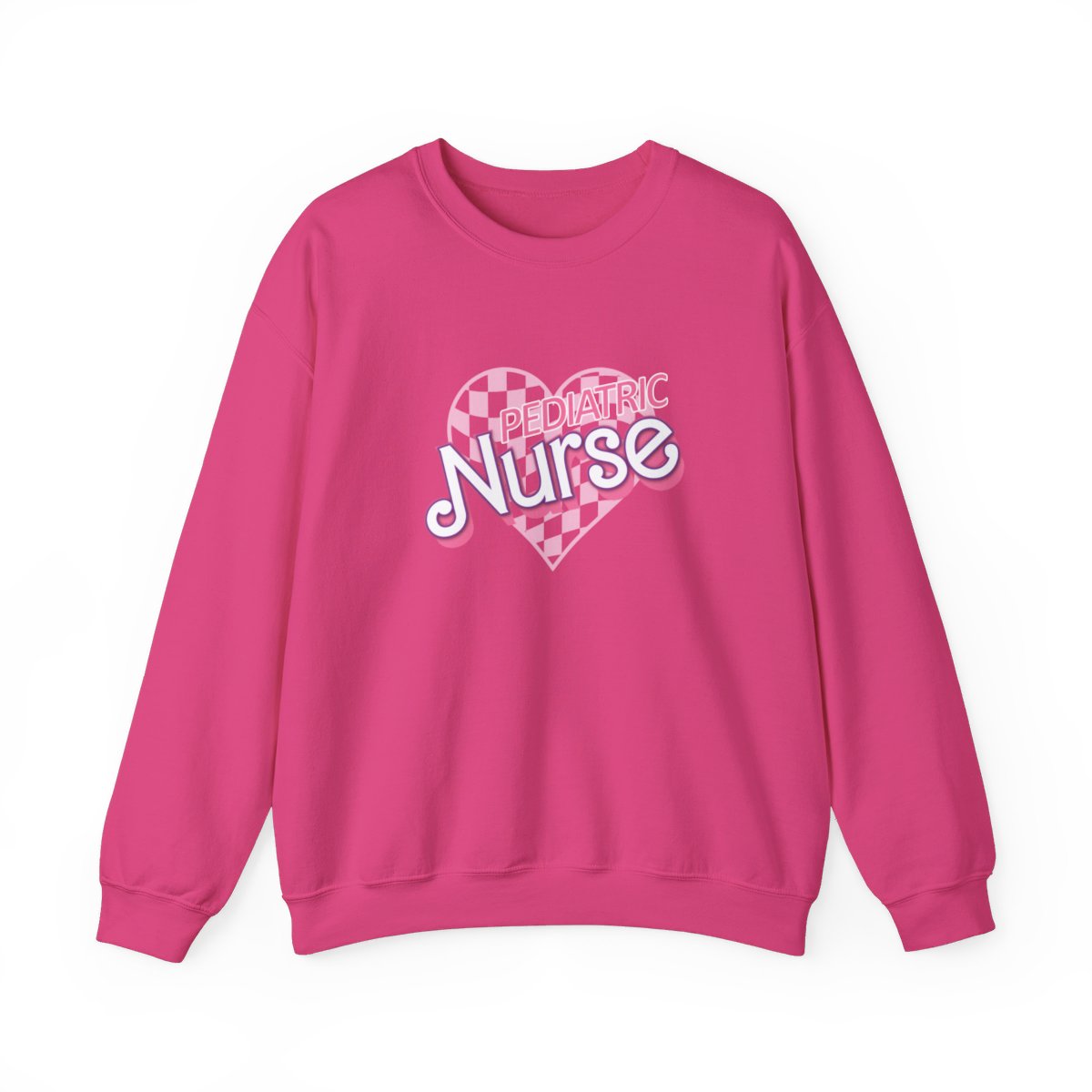 Pediatric Nurse Checkered Heart Long Sleeve Sweatshirt