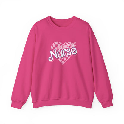 Pediatric Nurse Checkered Heart Long Sleeve Sweatshirt