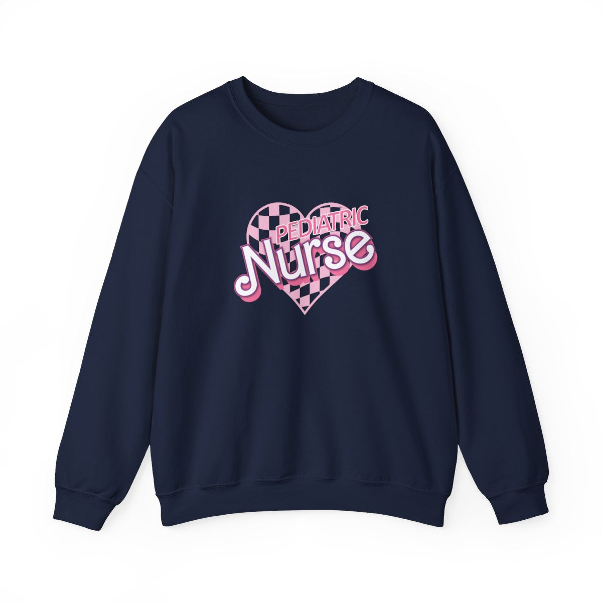Pediatric Nurse Checkered Heart Long Sleeve Sweatshirt