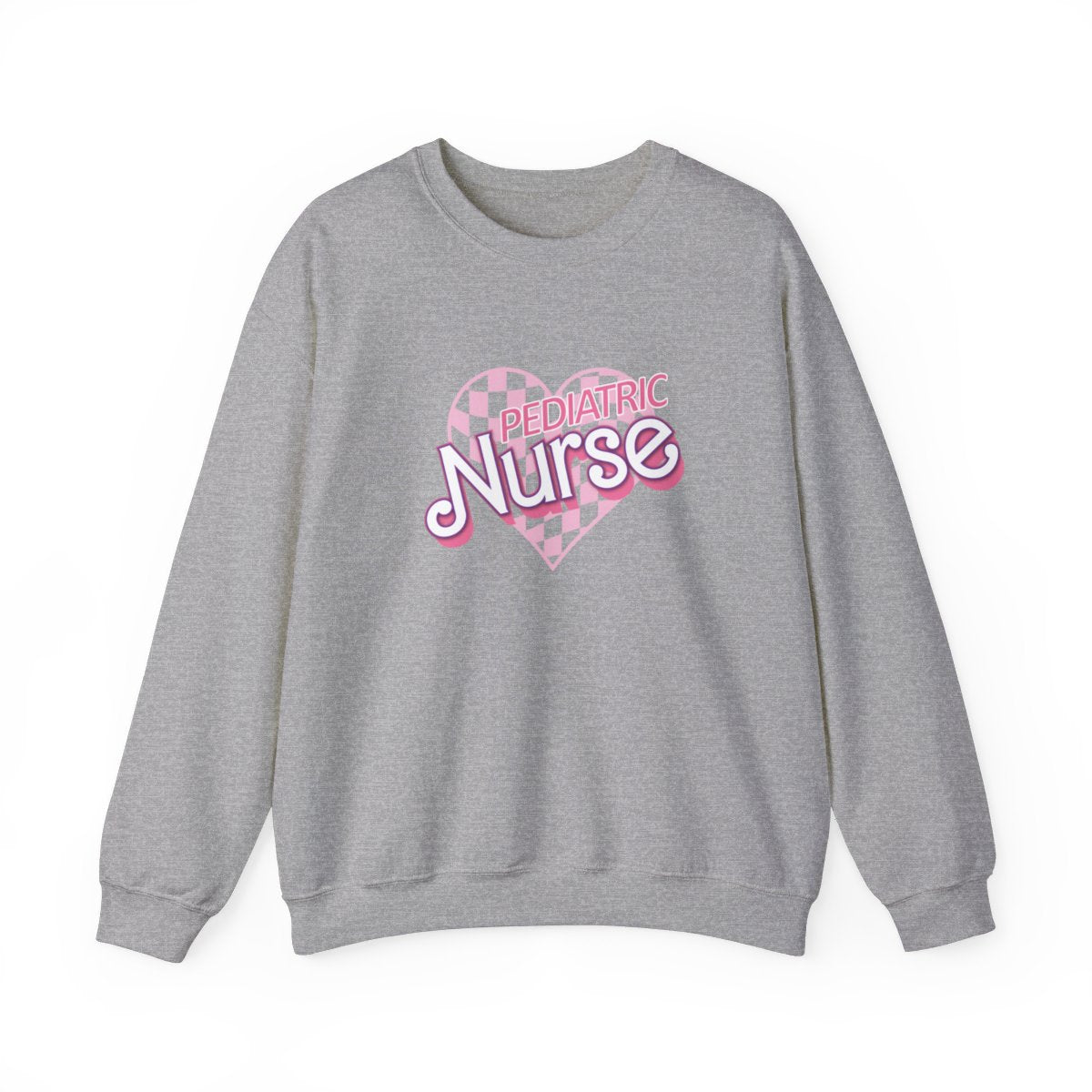Pediatric Nurse Checkered Heart Long Sleeve Sweatshirt