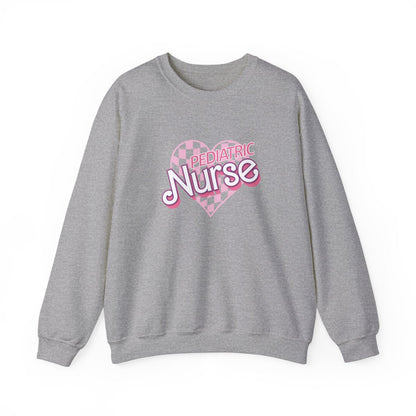 Pediatric Nurse Checkered Heart Long Sleeve Sweatshirt