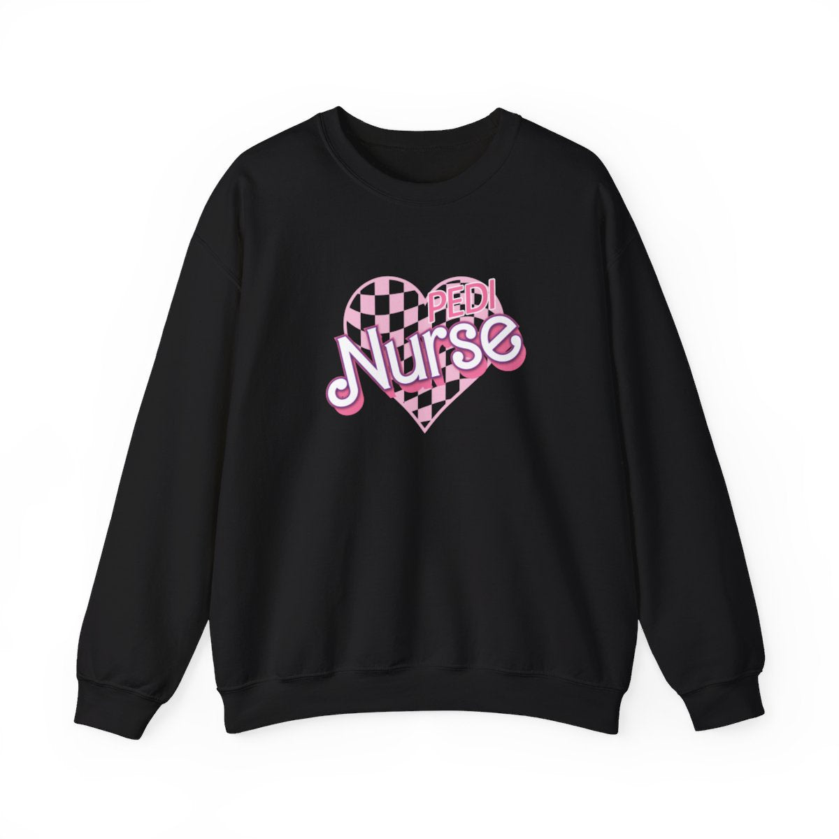 Pedi Nurse Checkered Heart Long Sleeve Sweatshirt