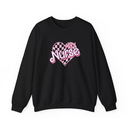 Pedi Nurse Checkered Heart Long Sleeve Sweatshirt