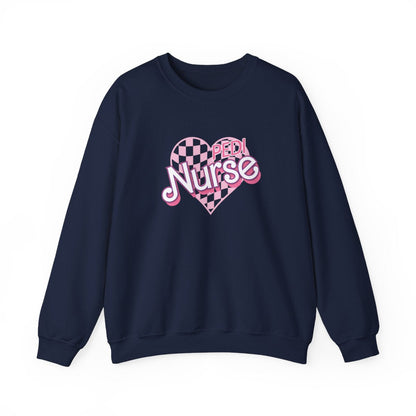 Pedi Nurse Checkered Heart Long Sleeve Sweatshirt
