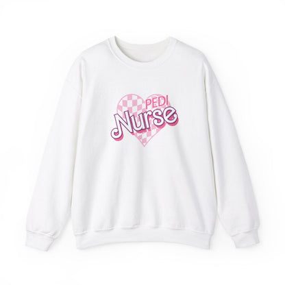Pedi Nurse Checkered Heart Long Sleeve Sweatshirt