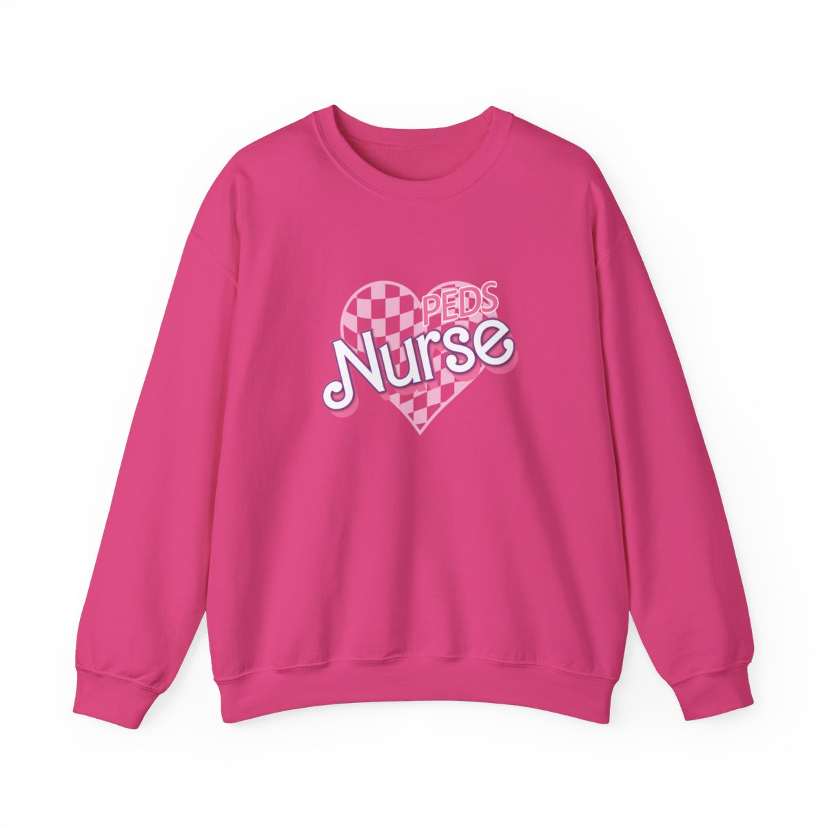 Peds Nurse Checkered Heart Long Sleeve Sweatshirt