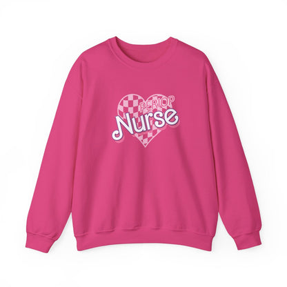Peiop Nurse Checkered Heart Long Sleeve Sweatshirt