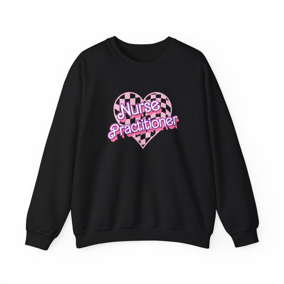Nurse Practitioner Checkered Heart Long Sleeve Sweatshirt