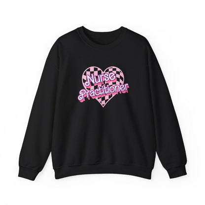 Nurse Practitioner Checkered Heart Long Sleeve Sweatshirt