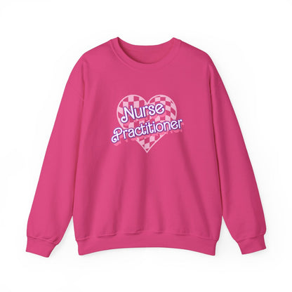 Nurse Practitioner Checkered Heart Long Sleeve Sweatshirt